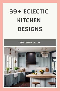 39+ eclectic kitchen designs featuring a modern kitchen with light green cabinets and wooden island. Eclectic Spaces, Styled Kitchen