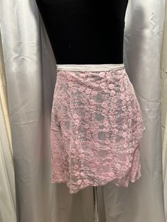 stretch pink lace wrap around ballet skirt size adult s/m Stretch Lace Mini Skirt With Lace Trim, Fitted Lace Pink Bottoms, Fitted Pink Lace Bottoms, Fitted Pink Balletcore Skirt, Pink Lace Party Bottoms, Party Lace Pink Bottoms, Fitted Pink Mini Skirt With Lace Trim, Pink Lace Trim Mini Skirt, Pink Lace Flowy Skirt