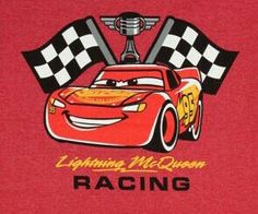 the cars t - shirt is red with black and white checkers