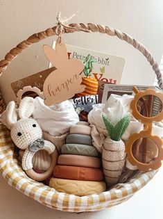 a basket filled with lots of different items