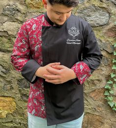 Title: New Design Patterned Long Sleeved Personalized Chef Jacket Coat Free Embroidery Chef Gift Unisex Restaurant Cafe Bakary Pub CIFwear personalised EMBROIDERED unisex long sleeve chefs jacket fastening with visible press studs available in 24 colours and in multiple sizes ranging from XS up to 4XL. Very stylish and easy to unbutton chef jacket thanks to its press studs. The unisex chef's jacket is available in many variations, with short sleeves, plus size chef jacket sizes starting from 5XL Women Bartender, Bartender Uniform, Jacket For Man, Pub Bar