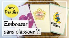 some cards with the words embosser sanss classe? in front of them