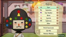 an animal crossing character standing in front of a menu