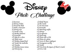 the disney photo challenge is shown with minnie mouse ears and polka dot dots on it