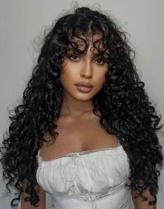 PRICES MAY VARY. 🌸【Hair Material】10A Grade 100% Unprocessed brazilian virgin human hair wigs with bangs, healthy & stronger, minimal shedding, keep your style throughout the day. Embrace the beauty that stays impeccable from morning to night. 🌸【Curly Bangs Design】: Carefully designed natural bangs contours will flatter your face shape perfectly. human hair wigs with bangs can be trimmed,stylish curly texture combined with bangs,frame your face beautifully. 🌸【Bangs Wig Advantage】human hair Wig Curly Wig With Bangs, Shaggy Haircuts, Virgin Hair Wigs, Glueless Wigs, Curly Human Hair Wig, Curly Lace Front Wigs