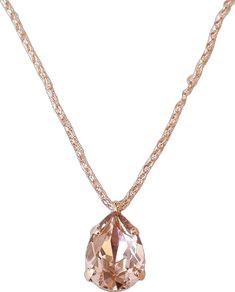 Pink Teardrop Pendant Necklace For Formal Occasions, Formal Rose Gold Teardrop Drop Necklace, Dainty Rose Gold Pendant Crystal Necklaces, Pink Teardrop Necklace For Parties, Elegant Pink Teardrop Drop Necklace, Elegant Pink Teardrop Pendant Drop Necklace, Elegant Pink Teardrop Crystal Necklaces, Delicate Pink Crystal Necklace For Gifts, Elegant Pink Teardrop Crystal Necklace