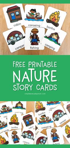 the free printable nature story cards for children to use in their homes and classroom