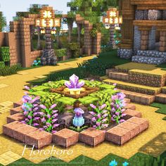 an image of a garden in minecraft