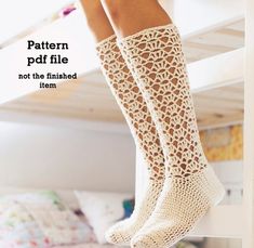 Crochet PATTERN  - Ladies Lace Socks Crochet Products, Fancy Things, Mode Crochet, Crochet Boots, Crochet Socks, Crochet Gloves, Lace Socks, Sock Patterns, Crochet Shoes