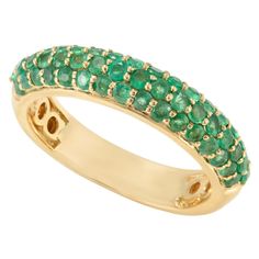 Customizable Natural Round Emerald Half Eternity Band Ring Studded in 18k Solid Yellow Gold For Sale at 1stDibs Stay Forever, Infinite Love, Mother Daughter Gifts, Gold For Sale, Half Eternity Band, Eternity Band Ring, Bff Gifts, Endless Love, Everlasting Love