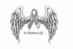 an angel wing with the words in memory of