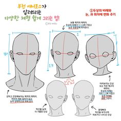 the instructions for how to draw an anime character's head in three different ways