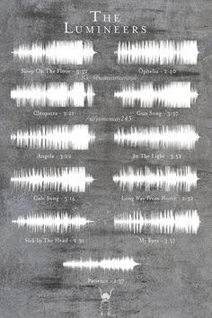 the lumineers poster with sound waves in black and white on a gray background