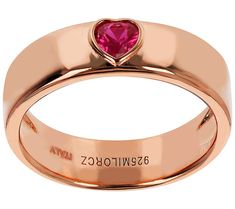 Celebrate love and style with the Red Heart band ring! This elegant band features a heart-shaped, burnished-set Diamonique simulated red gemstone, offering a hint of romance and a pop of color to any ensemble. Choose from sterling silver, 18K yellow gold-plated sterling silver, or 18K rose gold-plated sterling silver to perfectly match your personal style. Valentine's Day Rings With Polished Finish, Heart Band, Celebrate Love, Red Gemstones, Ring Sterling Silver, Gold Plated Sterling Silver, 18k Rose Gold, Red Heart, Band Ring