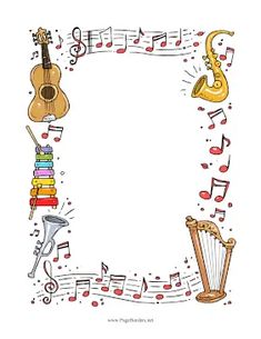 an illustration of musical instruments and music notes