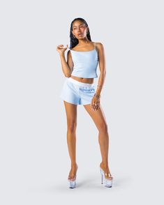 The classic cami tank will never fail 🙌 Made from jersey fabric and complete with O-ring & slider adjustable straps- this timeless closet essential is perfect as an everyday look or layering piece 💙 Trendy Camisole Tank Top For Loungewear, Trendy Blue Spaghetti Strap Tank Top, Basic Spaghetti Strap Tank Top For Loungewear, Basic Summer Camisole For Loungewear, Basic Summer Loungewear Camisole, Blue Tank Strap Top, Blue Tank Strap Top For Everyday, Blue Summer Tank Top For Everyday Wear, Basic Summer Tops With Adjustable Straps