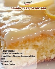 lemon cake to die for recipe on white plate