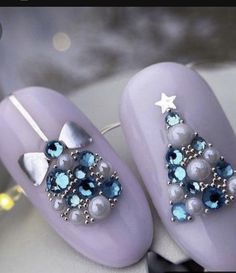 Ornament Nail Art, Nail Art Designs Images, Manicure Nail Designs, Gem Nails, New Year's Nails