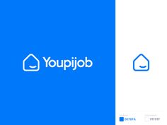 the logo for youpijob is shown in two colors, blue and white