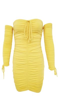 Cast A Spell Long Sleeve Off The Shoulder Ruched Bodycon Mini Dress - – Indie XO Club Outfits Clubwear, Indie Dresses, Princess Bridal Gown, Yellow Mini Dress, Cast A Spell, Most Beautiful Wedding Dresses, Bandage Dress Bodycon, Designer Evening Dresses, Drawstring Dresses