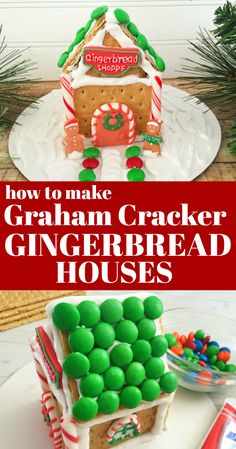 how to make graham cracker gingerbread houses with candy and marshmallows