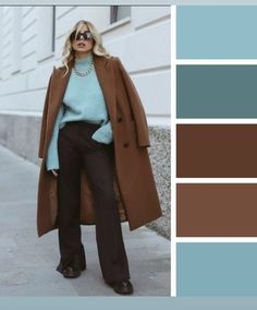 Best Color Combinations Outfits Womens Fashion, Best Colour Combinations Clothes, Colors To Wear With Brown, Brown Color Combinations Outfits, Color Outfit Combinations, Colour Combinations Clothes, Outfit Color Palette, Blue And Brown Outfit, Brown Sweater Outfit