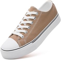 PRICES MAY VARY. Breathable Canvas - Womens canvas shoes are made of canvas upper,features breathable and comfortable.The canvas material has been updated to be more hard-wearing.With Padded anti-collision Toe,more safely. Anti slip - Canvas sneakers for women with rubber outsole,features anti slip and strong grip. Soft & Comfortable - A comfortable and soft wearing experience for you.Womens black and white canvas shoes are padded memory foam,you can walk comfortable with them. Paired Well with Womens Canvas Shoes, Black Canvas Shoes, White Canvas Shoes, White Casual Shoes, White Shoes Sneakers, White Sneakers Women, Black And White Canvas, Canvas Shoes Women, Shoes Lace