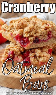 an image of cranberry oatmeal bars stacked on top of each other