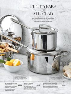 an advertisement for all - clad pots and pans