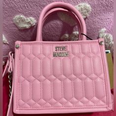 Questions? Leave A Comment Below! Expensive Bag, Girly Bags, Adjustable Bag, Inside Bag, Quilted Crossbody Bag, Steve Madden Bags, Fancy Bags, Pink Purse, Pretty Bags