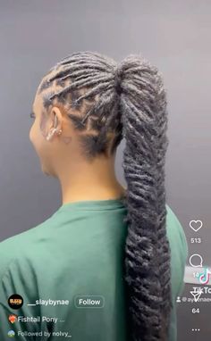 Slick Back Loc Ponytail, Locs Fishtail Braid, Loc Braided Ponytail, Braided Ponytail With Locs, Fishtail Braid Locs, Loc Fishtail Styles, Fishtail Locs, Fishtail Loc Styles, Loc Ponytail Styles Black Women