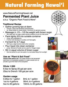 an advertisement for the natural farming hawaii plant juice product, featuring images of flowers and plants