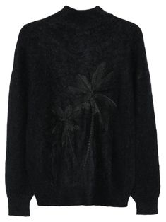 Black bomber jacket, mohair-wool blend, knitted construction, brushed effect, front zip fastening, button-fastening stand-up collar, drop shoulder, long sleeves, two side button-fastening flap pockets, embroidered palm tree to the back, ribbed cuffs and hemComposition: Mohair, 50% , Polyamide, 30% , Wool, 20% Ysl Sandals, Fendi Wallet On Chain, Sweaters Black, Stella Mccartney Bag, Classic Wardrobe Staples, Shopping Places, Mohair Wool, Valentino Bags, Black Cardigan