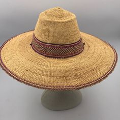 South American Finely Woven Hat Very Well Made. Color: Natural Inside Diameter Across Is Approx 7.5” Brim Size Approx 4.5 Inches. This Will Likely Get Wrinkled In Transit. I Will Carefully Place In A Box, But May Need To Be Flattened Out If Minor Creases Happen Items Are Retail Store Purchases And May Have Been Handled Or Tried On By Store Customers Prior To Sending, Photos Are Taken Of Item With Shipping Label And A Zip Tie Tag Attached To Represent The Item Purchased And Shipped Handwoven Natural Hat Band With Flat Brim, Adjustable Brown Woven Fedora, Brown Artisan Straw Hat With Short Brim, Natural Fedora With Short Brim, One Size, Artisan Brown Straw Hat With Short Brim, Artisan Sun Hat With Short Brim In Natural Color, Artisan Natural Sun Hat With Curved Brim, Country Style Woven Natural Hat, Country Style Natural Woven Hat