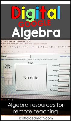 a computer screen with the words digital good algebra on it