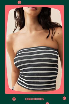 Ribbed stripe knit top by Out From Under, complete with a stretchy bandeau silhouette and a strapless finish. Features a straight neck and a cropped hem. Only at UO. Content + Care 94% Polyamide, 6% Elastane Machine wash Imported Size + Fit Model is 179cm/5'10.5" and wearing size Small | BDG Clean Stripe Bandeau Top in Black, Women's at Urban Outfitters Striped Bandeau Tube Top For Summer, Fitted Striped Strapless Top, Fitted Strapless Striped Top, Trendy Ribbed Tube Top For Summer, Fitted Striped Bandeau Top, Summer Strapless Ribbed Top, Elevated Basics, Women Men Shoes, Bandeau Top