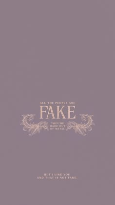 the front cover of fake, with an ornate border and gold lettering on purple background