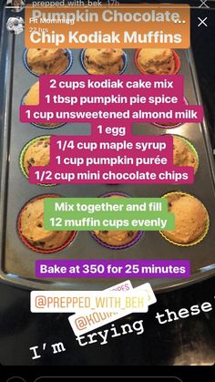 the recipe for chocolate chip kodiak muffins