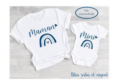 A pretty matching "mom" "mini" T-shirt to match. Beautiful photos in perspective. This duo is fully customizable. You can choose the color of the writing (2 colors among the classic colors of the color chart). This t-shirt is available in mom, dad, mini or the text of your choice by choosing the "other" option in the drop-down menu. The displayed price is for ONE t-shirt. So if you want several t-shirts you will have to choose the size as well as the desired text for each of the t-shirts. Materi Mom And Me, Matching Mom, Personalized T Shirts, Cricut Projects, Mom And Baby, Tee Shirt, Favorite Outfit, Baby Onesies, Bathing Beauties