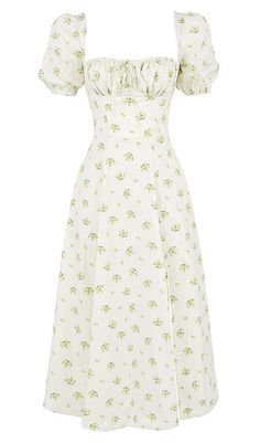 Vintage Floral Puff Sleeve Midi Dress in White 'Tallulah's crisp fresh look has us dreaming of those garden parties and summer trips. It's cut from our stretch cotton poplin for a fresh feel and is decorated with a pretty blue vintage floral. The bodice has corsetry boning to the front, back, and sides for that perfect cinched hourglass shape, and the lightly shaped cups are lined for a comfortable fit. The pretty puff sleeves add to the fun and floaty vibe of 'Tallulah', and we love the way tha Mode Kawaii, Puff Sleeve Midi Dress, Cute Dress Outfits, Garden Parties, Sleeve Midi Dress, Blue Vintage, Hippie Style, Midi Dresses, Floral Print Dress