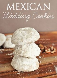 mexican wedding cookies stacked on top of each other