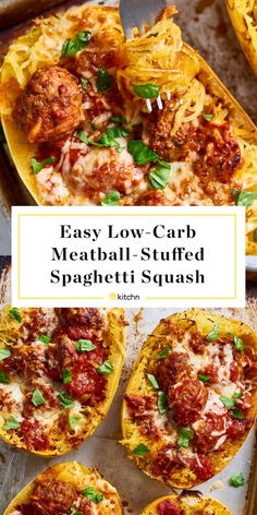 easy low carb meatball stuffed spaghetti squash is the perfect meal for busy nights