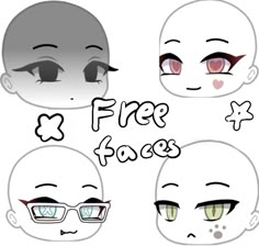 an anime character with different facial expressions and the words free faces on it's face