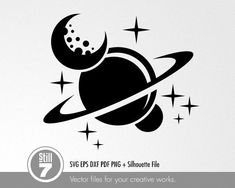 an image of a space shuttle with stars on the side and text saying svg eps dxf file for silhouette files