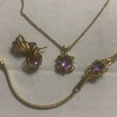 Beautiful 3 Piece Amethyst Jewelry Set Includes Necklace With Chain Braclet That Is Makers Marked Jc And The Matching Earrings That Are Posts All Brand New Condition Makes A Great Gift Or Can Split Up To Gifts 3 Gifts Very Nice Stones Dark Purple Jewelry, Amethyst Jewelry Set, Chinese Jewelry, Purple Jewelry, Purple Necklace, Set Necklace, Amethyst Jewelry, Purple Stones, Amethyst Gemstone