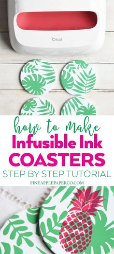 the instructions for how to make invisible ink coasters with pineapple designs on them