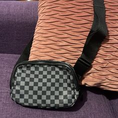 Black And Grey Checkered Bum Bag From Maurice’s Never Used From A Smoke Free Home Adjustable Strap 8 Inches Wide Monster Pencil/Cosmetics Case 8.5 Inches Long 4.5 Inches Tall Zipper Closure Black Pouch With Large Capacity, Black Pouch Chest Bag For School, Black Large Capacity Belt Bag For School, Black Zipper Pouch Bag For Travel, Trendy Black Travel Pouch, Black Belt Bag For School, Black Large Capacity Belt Bag For On-the-go, Black Large Capacity Rectangular Belt Bag, Black Zipper Pouch Shoulder Bag