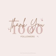 the words thank you followers are written in brown ink on a pink background with stars