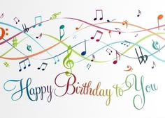 a birthday card with musical notes on it