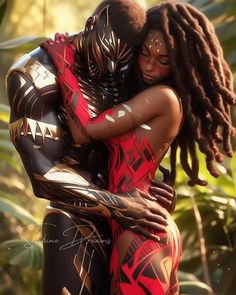 Fantasy Black Couple Art, Dragon Rouge, Black Panther Art